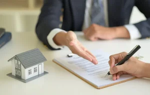 Mortgage broker assisting first-time home buyer with options