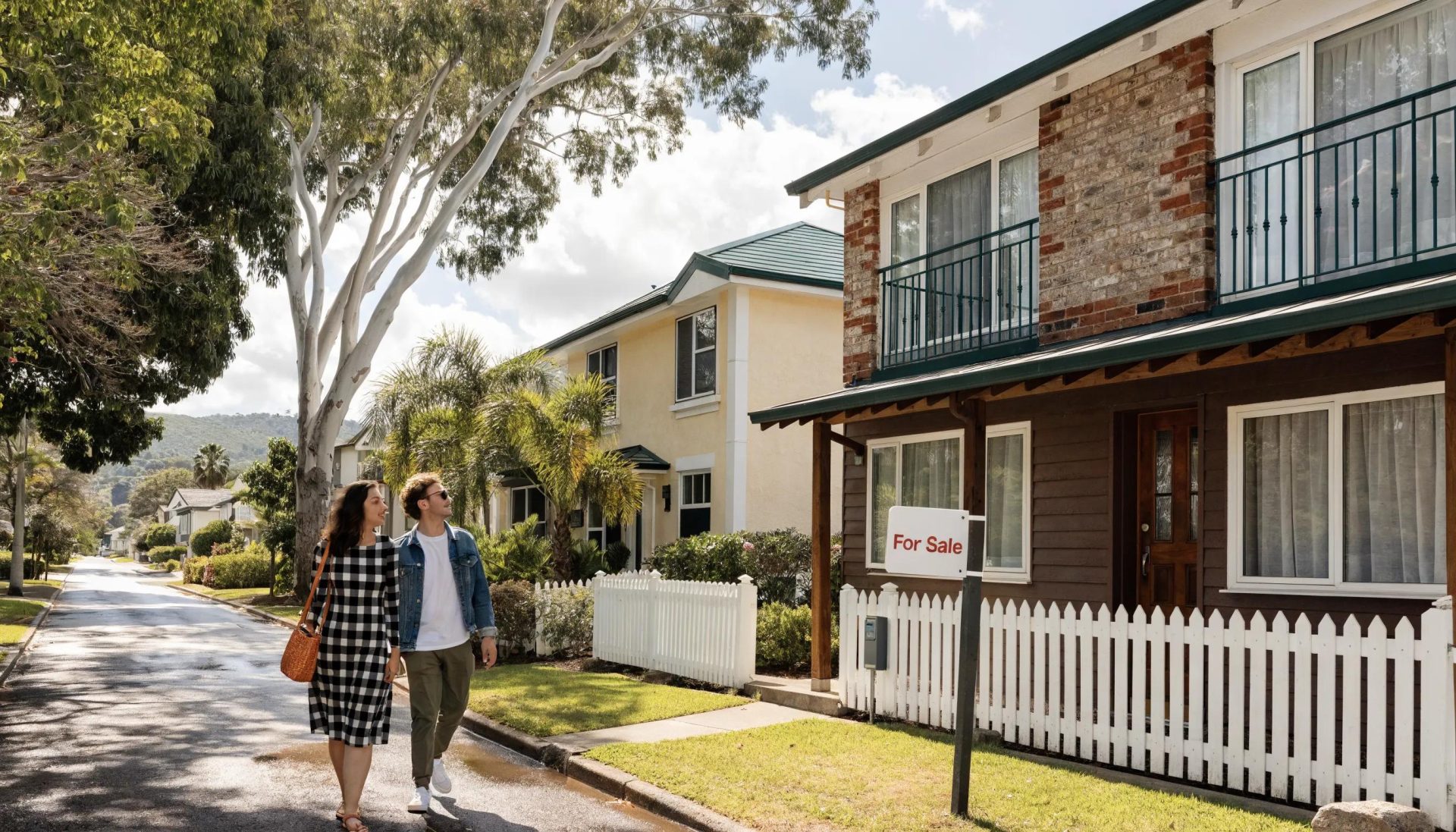 Young couple exploring a new home in Buderim, reflecting excitement and opportunity for first-time buyers